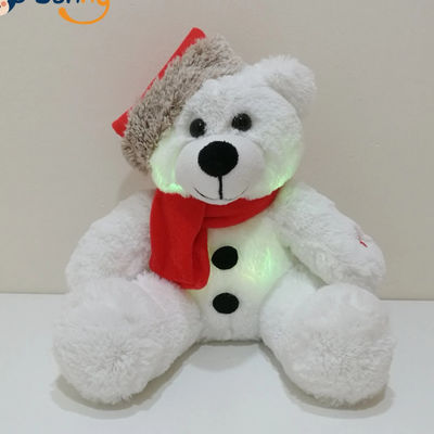 Xmas LED chiếu sáng Gấu sang trọng với mũ ông già Noel cho trẻ em Quà tặng LED cho trẻ em Đồ chơi sang trọng