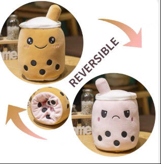 Logo tùy chỉnh hai mặt màu đảo ngược sữa trà cốc đồ chơi Plush