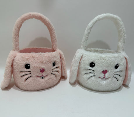 Hot bán Easter Cute&Pretty Pink &White Plush Bunny Basket đồ chơi