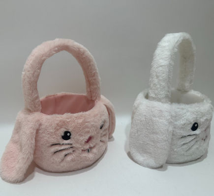 Hot bán Easter Cute&Pretty Pink &White Plush Bunny Basket đồ chơi