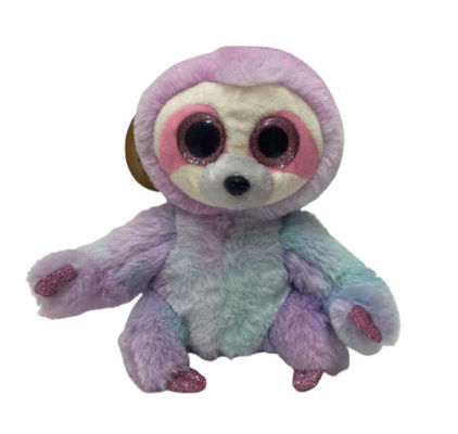 Nhập và lặp lại logo tùy chỉnh Nhìn qua bên trái và bên phải Di chuyển màu tím màu hồng Tie-Dye Sloth Plush Toy