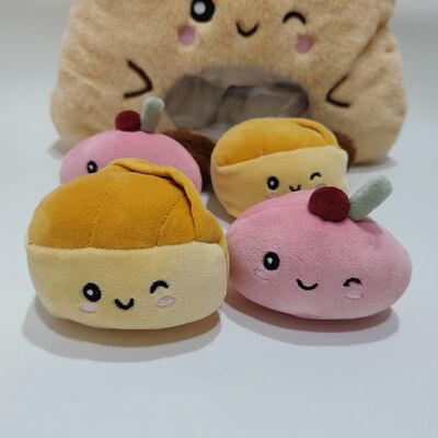 Gối Bánh Pudding PVC Trong Suốt Dễ Thương với Trái Cây Mini Nhiều Màu Bên Trong